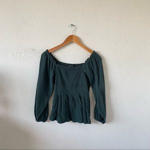 Madewell Lucie Smocked Peplum Top
